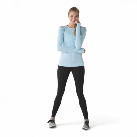 Lululemon Restless Pullover –‎ Seamless Winter Blue Run Top Sz 4 Cable Knit Look - Picture 16 of 16